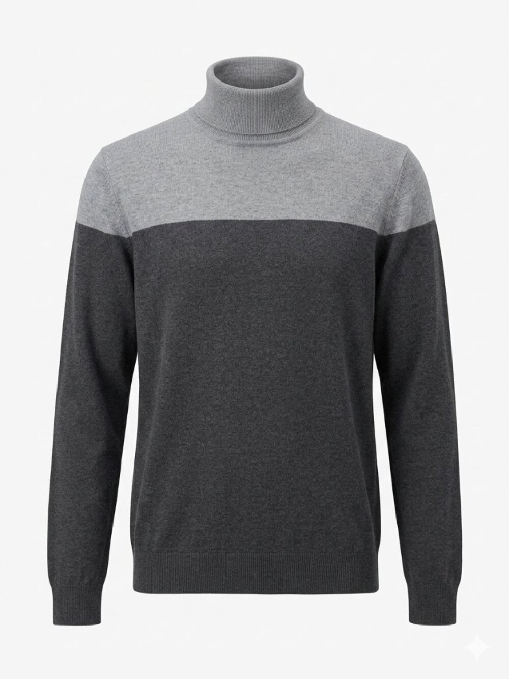 Karen Scott Gray Colorblock Turtleneck Pullover Sweater Large L Mock Neck